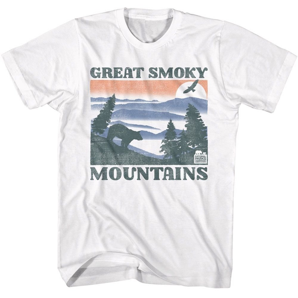 National Parks Smokey Mountains Bear And Mtns White Tshirt